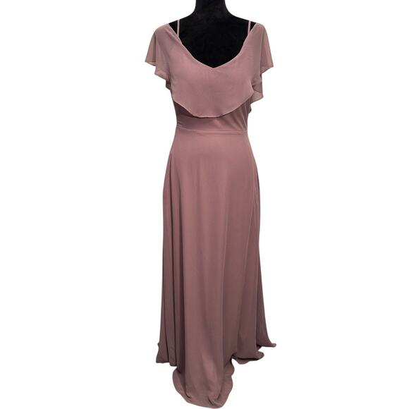 Birdy Grey Jane Convertible‎ Bridesmaid Chiffon Dress w/Slit Dark Mauve M (6-8) - Picture 2 of 15